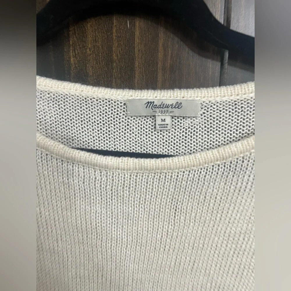 Madewell Blockstop Oversized Boatneck Colorblock Sweater 100% Linen medium - Picture 7 of 10